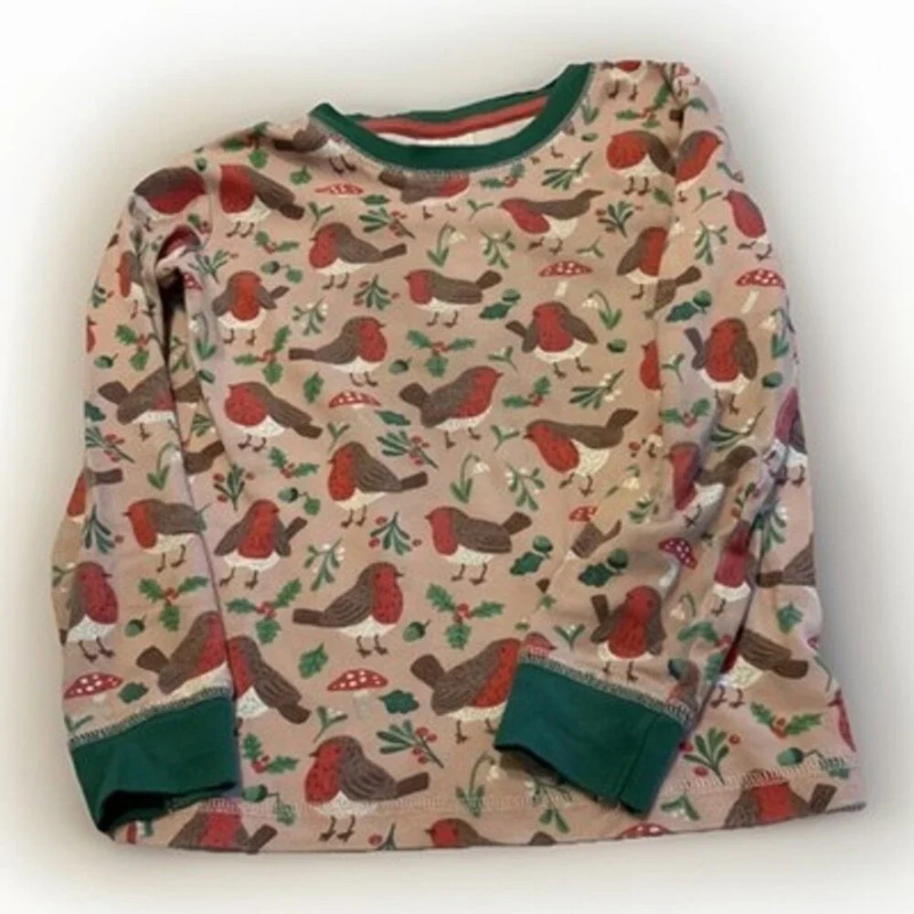 Mini Boden Birds&Mushrooms Shirt 6y Cottagecore Naturecore Boho Meas In Pics